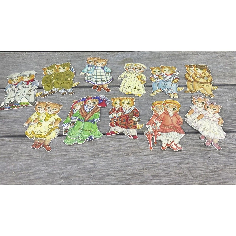 Vintage 1985 Kitty Cucumber Gift Tags Greetings 2 each of 11 Designs Hong Kong